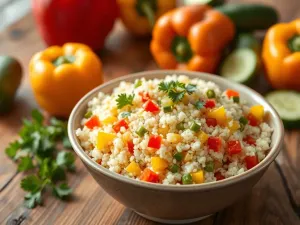 Szybki przepis na sałatkę z kuskusem, papryką i ogórkiem