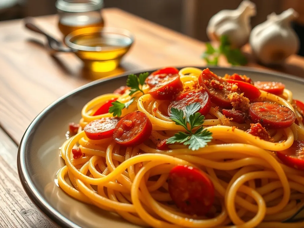 Spaghetti aglio e olio z chorizo: smaczny przepis z dodatkiem hiszpańskiej kiełbasy