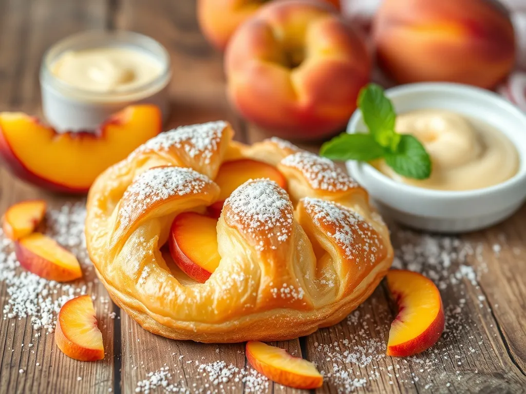 Ciasto francuskie z brzoskwiniami i budyniem – Prosty przepis