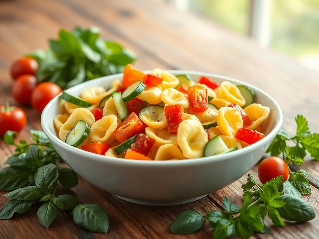 Przepyszna sałatka z tortellini z ogórkiem i papryką – przepis!