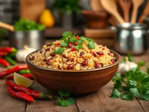 Brązowy ryż z czerwoną fasolą na ostro: pyszne i zdrowe danie na każdą okazję